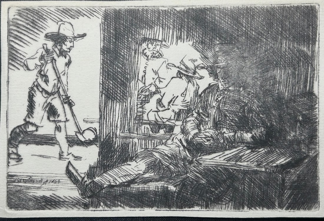 Rembrandt etching titled the Golf Player edition unknown: Rembrandt etching titled the Golf Player edition unknown ..