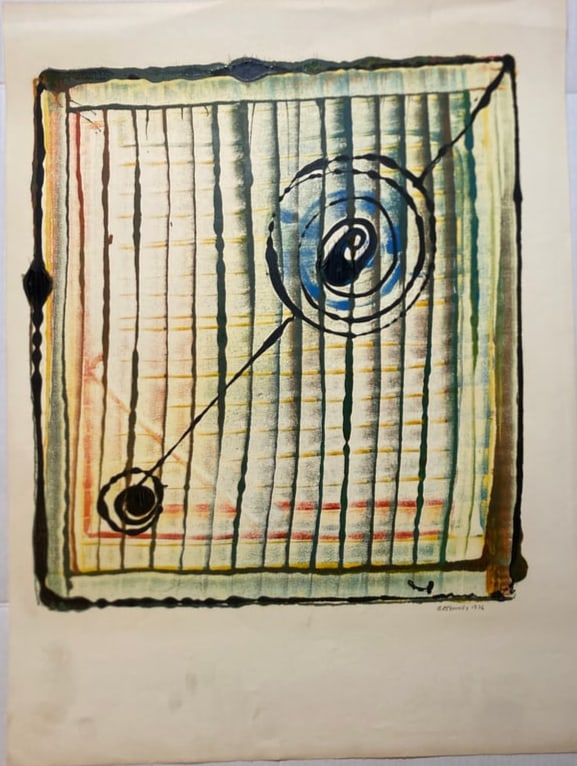 Alfred L. Kennedy Mixed Media Modern Abstract Painting 1976 (1 of 2)