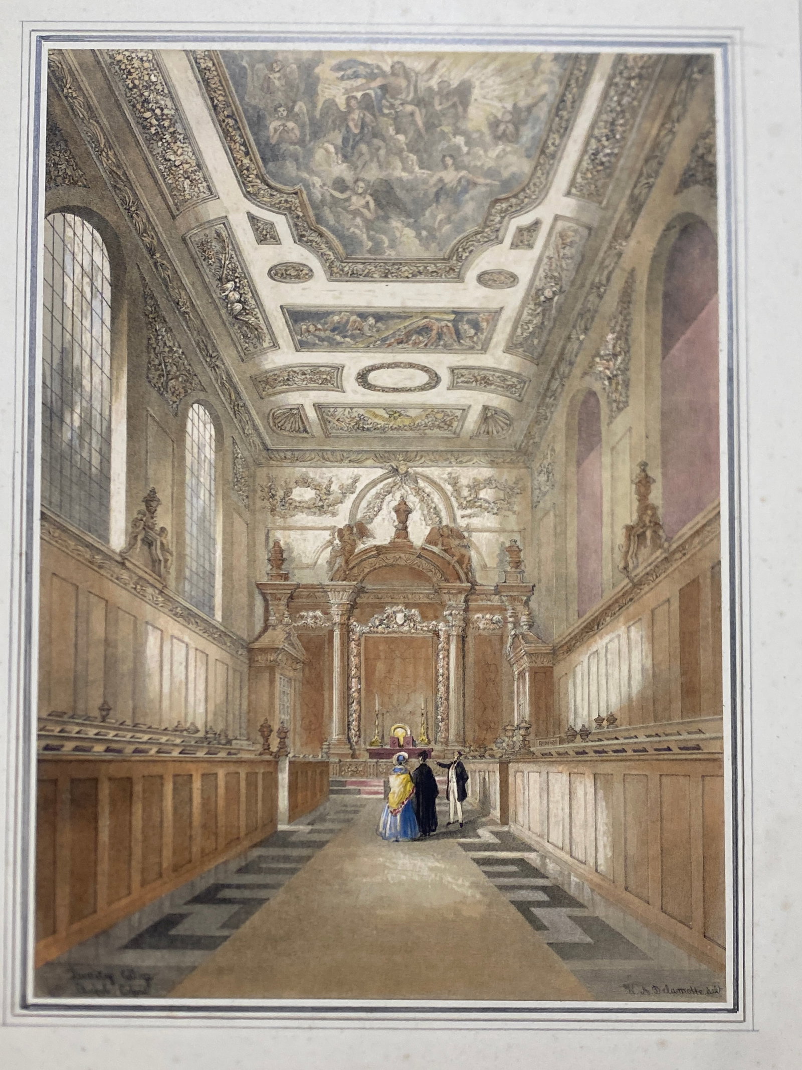 William Delamotte 1841 Oxford University Orignal hand colored Lithograph (1 of 4)