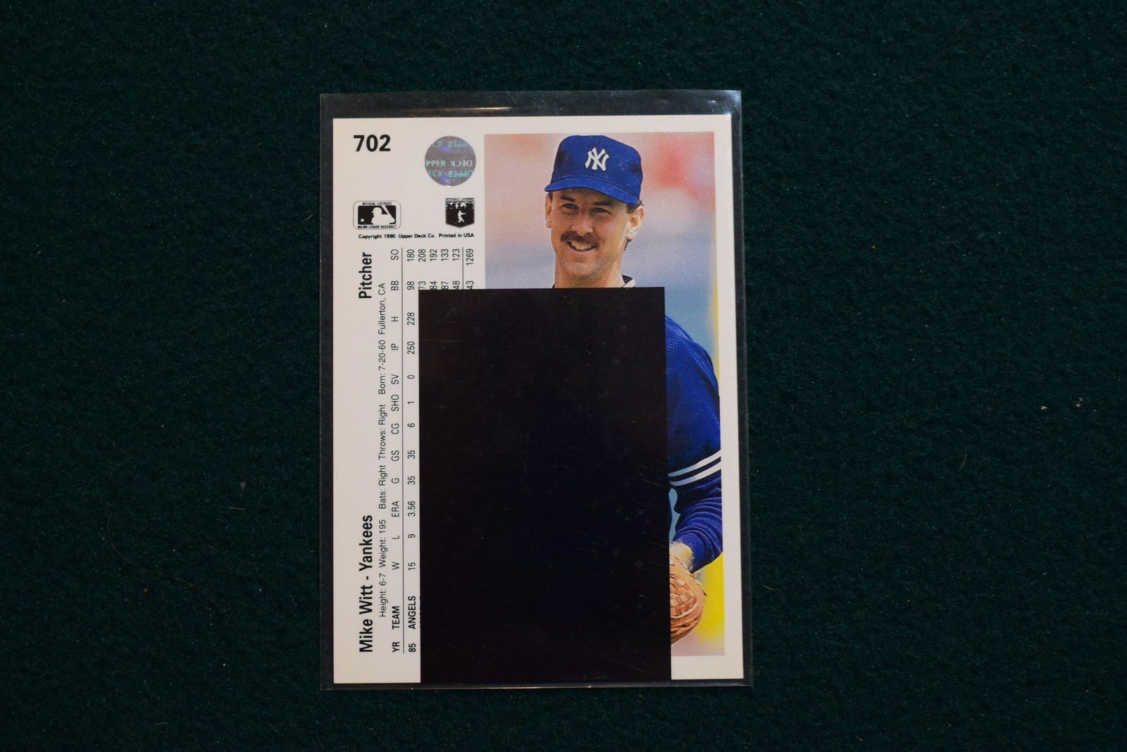 1990 Upper Deck Mike Witt error – black box (1 of 2)