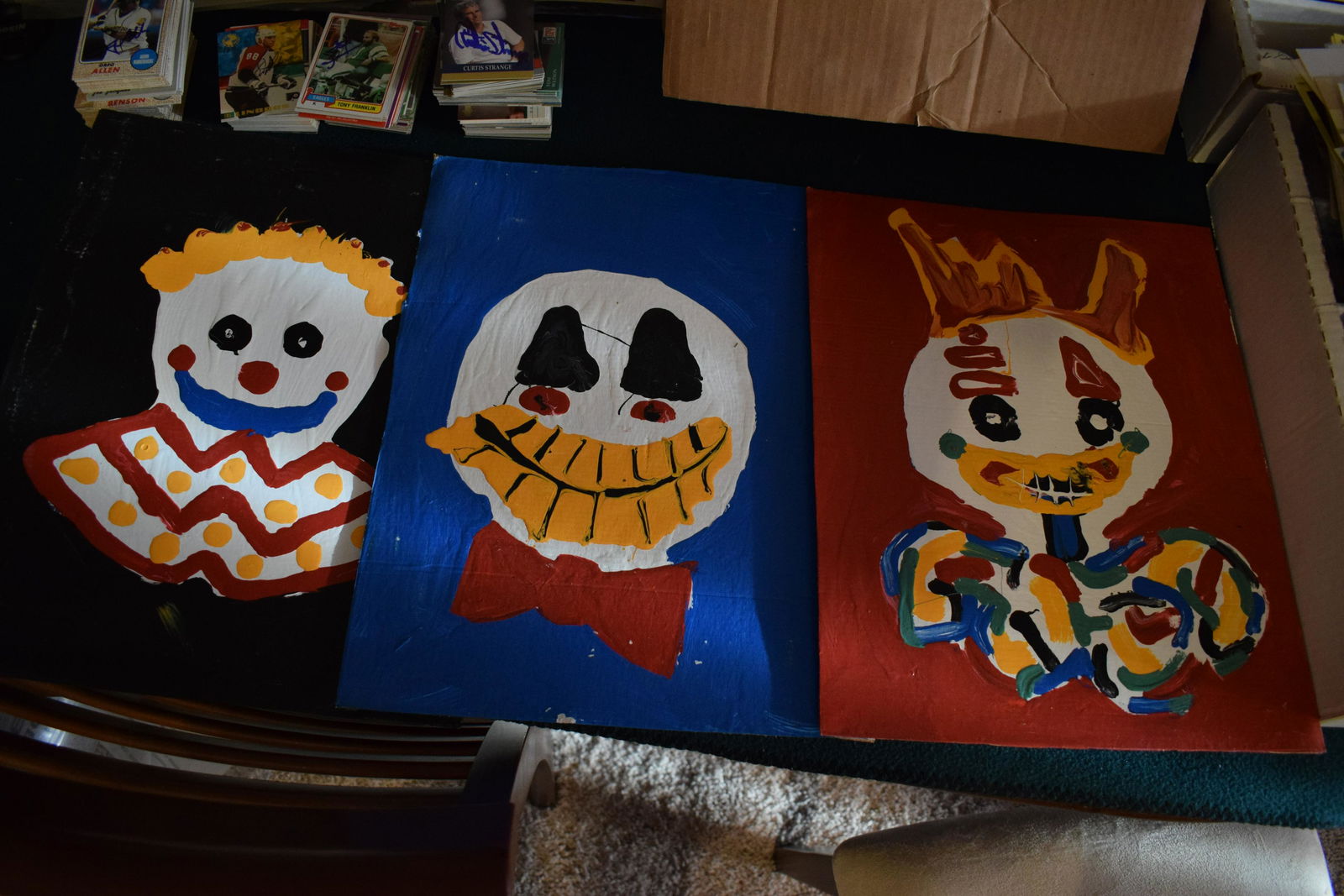 (3)  Bill F. original CLOWN paintings on cardboard (1 of 1)