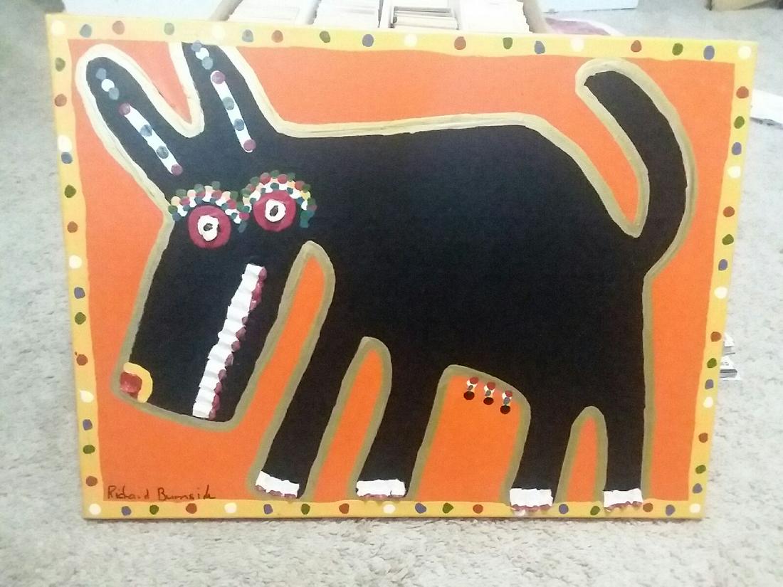 Richard Burnside Black Wolf 18x24 canvas original painting from 2008  (1 of 3)