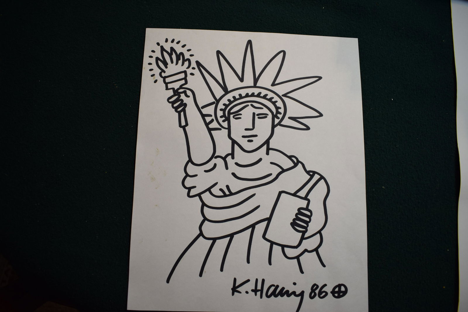 Keith Haring original drawing Statue of Liberty on paper stock (1 of 1)
