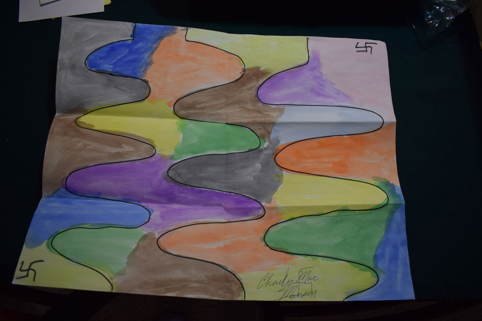 Charles Manson CULT LEADER signed 11x14 original watercolor on paper w COA (1 of 1)