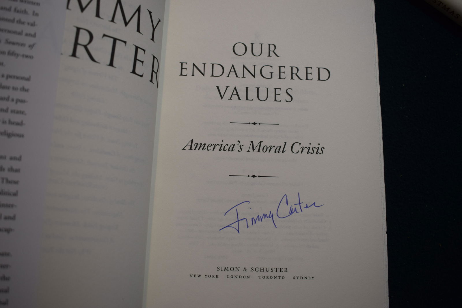 President Jimmy Carter ENDANGERED VALUES signed book (1 of 1)