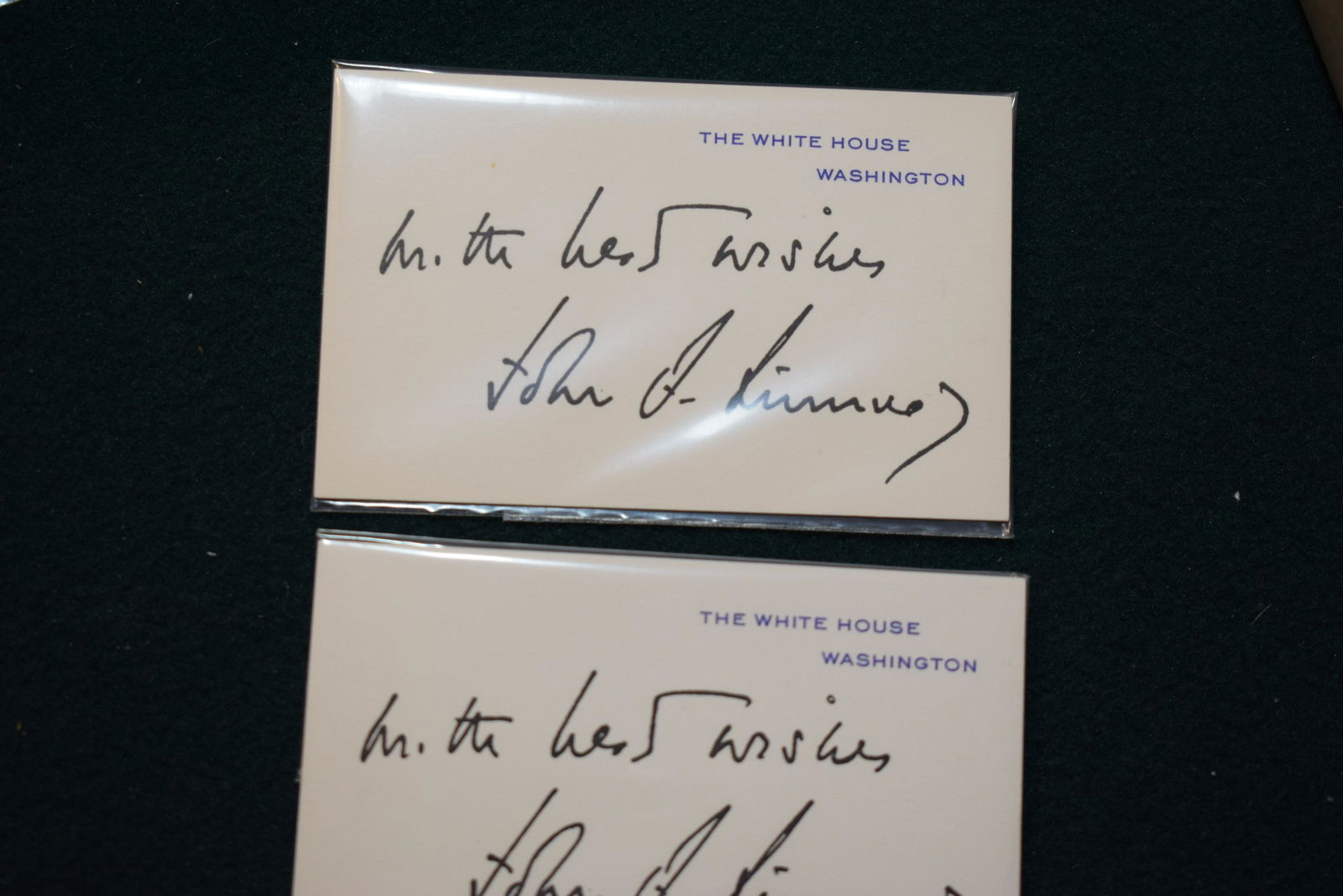 (2) John F Kennedy JFK facsimile SIGNED White house cards from his Library VERY RARE (1 of 2)