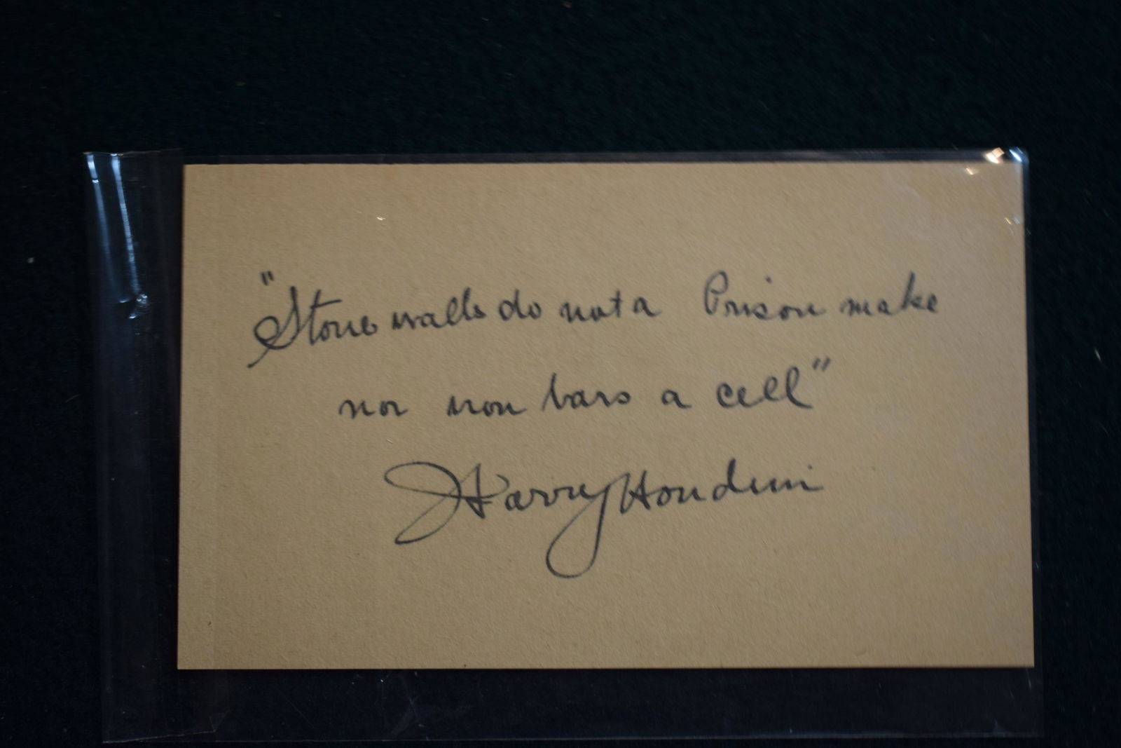 Harry Houdini signed 3x5 paper card w COA (1 of 1)
