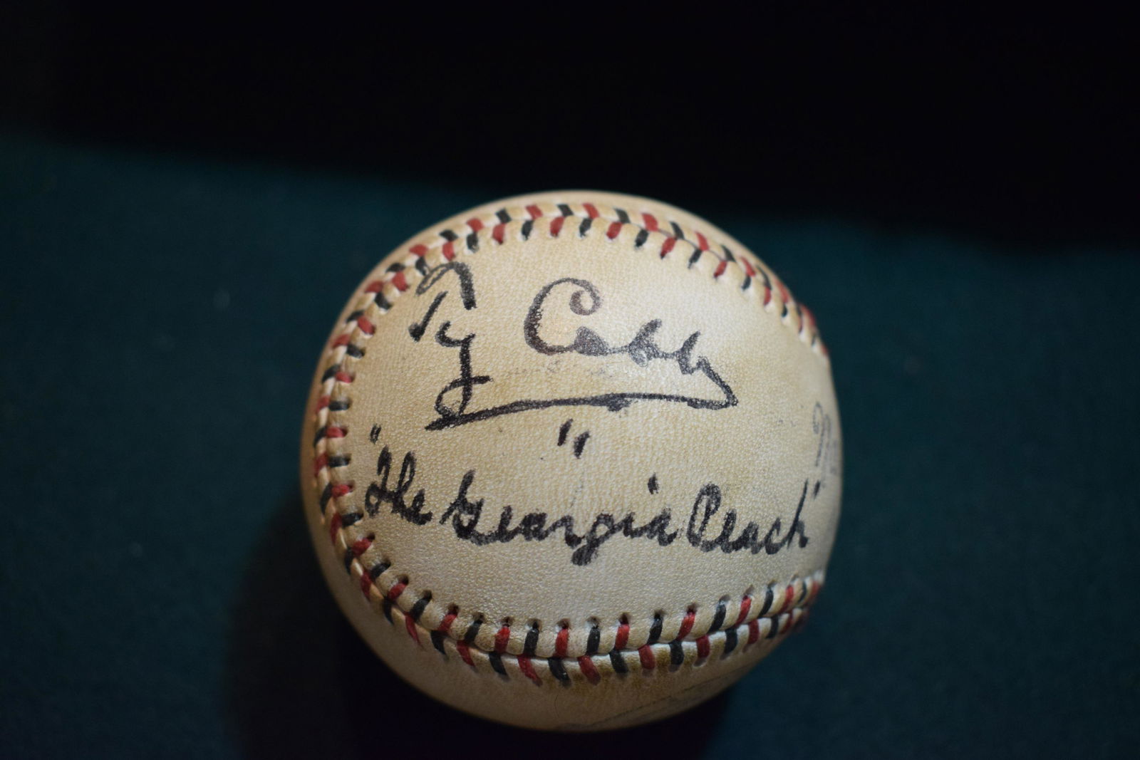 Ty Cobb signed baseball HOFer  Georgia Peach inscription w COA (1 of 2)