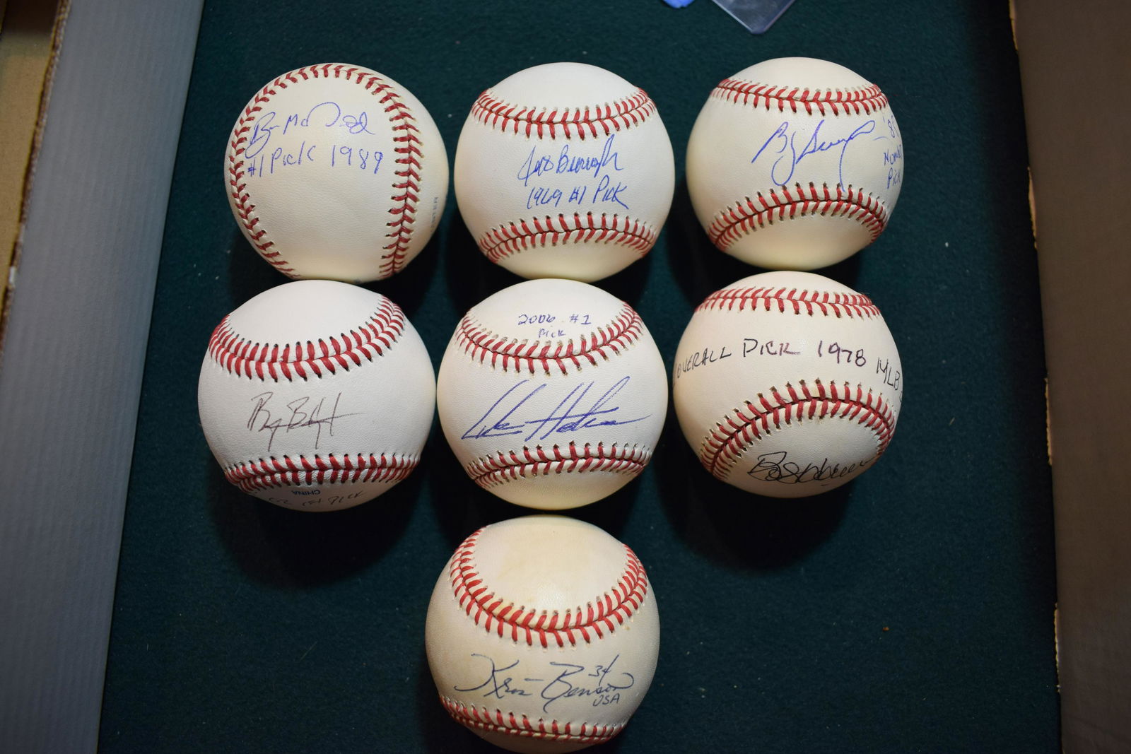signed baseballs lot of SEVEN MLB #1 overall draft picks  each inscribed (1 of 1)