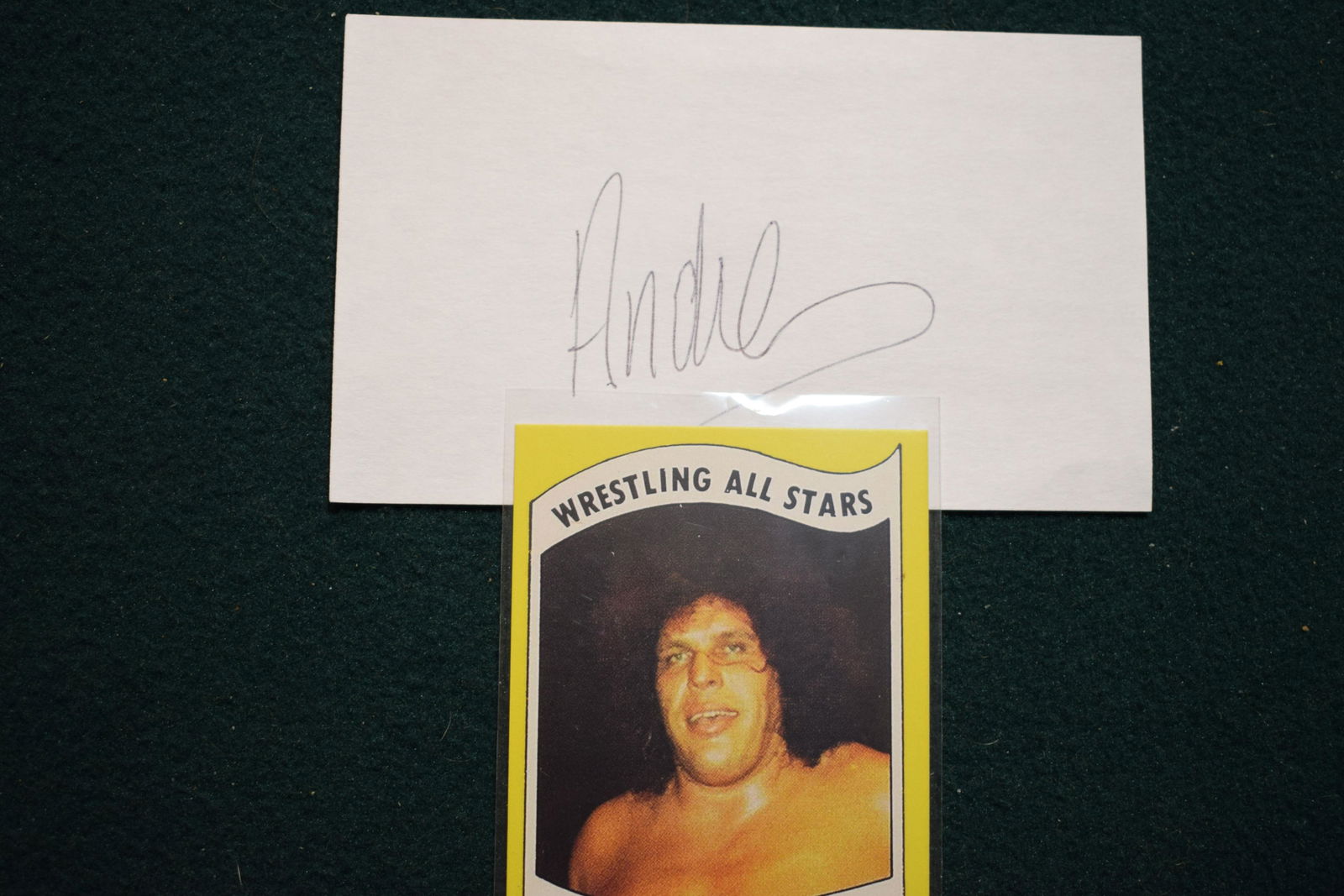 Andre the Giant 1983 Wrestling Stars card w/ signed 3x5 card (1 of 1)