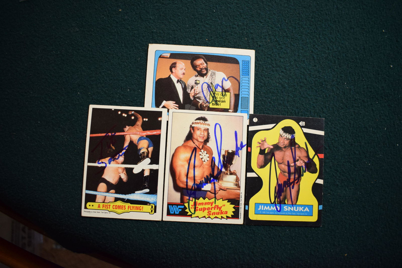 lot of 4 signed Wrestling cards w Junk Yard Dog, Snuka and others (1 of 1)