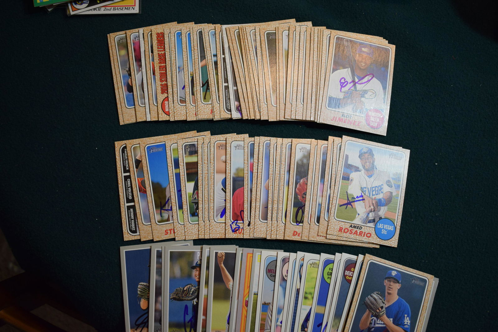 SIGNED 2017-2019 Topps Heritage Minor League cards lot of 100 incl current Major Leaguers (1 of 2)