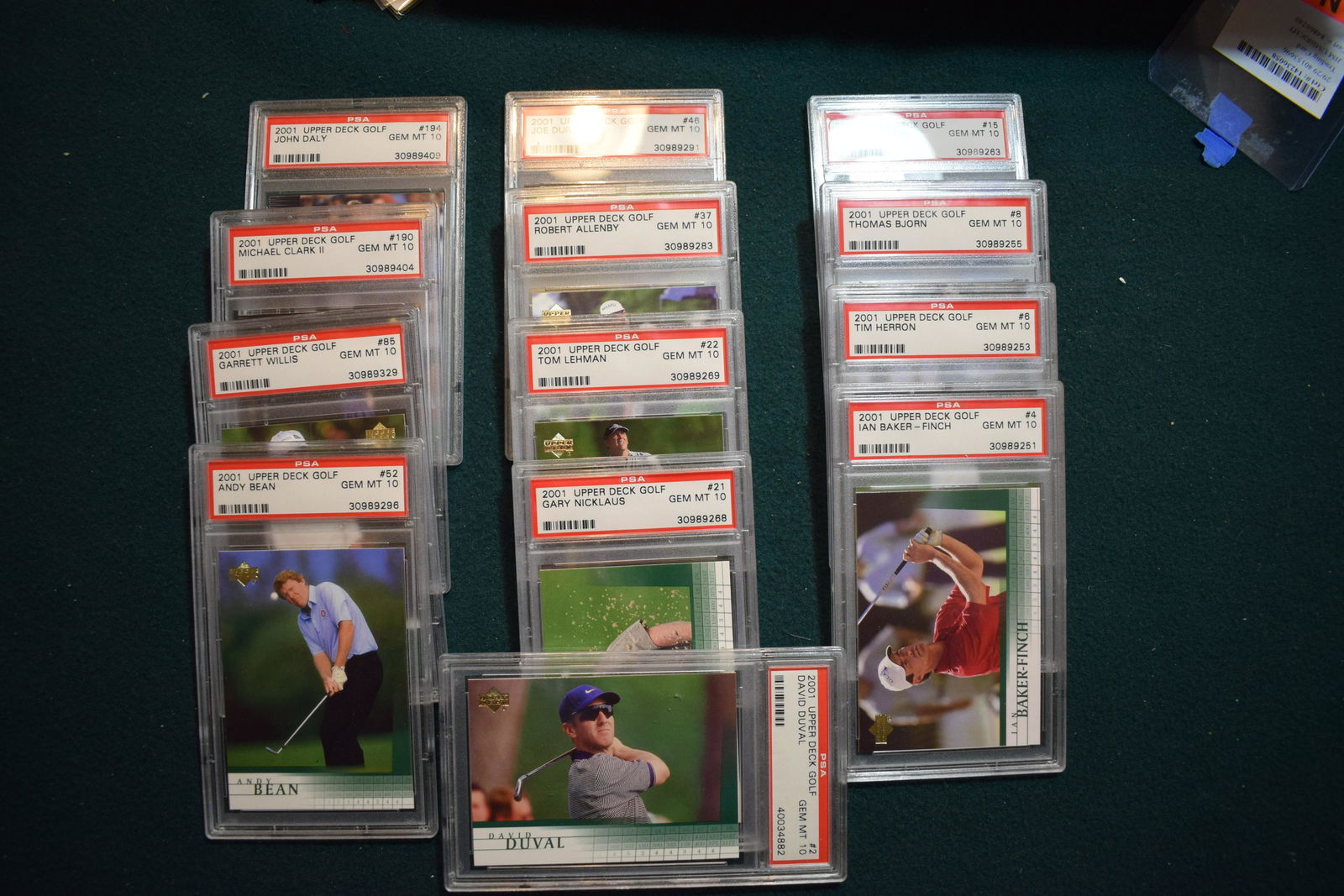 2001 Upper Deck golf PSA 10 cards  (lot 13 cards!) incl Duval rookie (1 of 1)