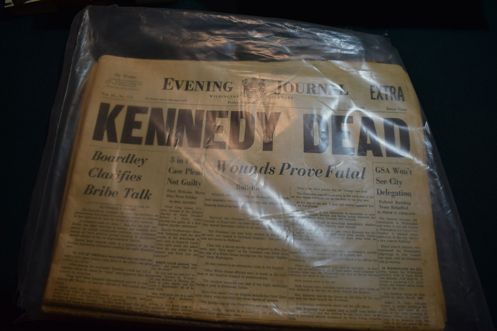 JFK Kennedy Assassinated Headlined newspaper dated (1 of 1)
