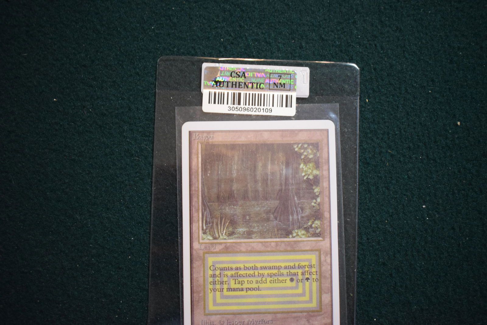 MTG: Unlimited Bayou Magic the Gathering card DUAL LAND. Graded 7 (1 of 2)