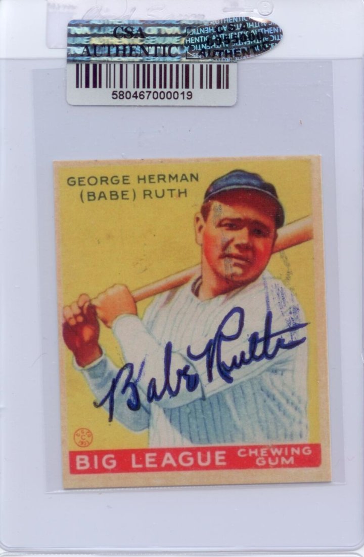 Babe Ruth signed Goudey card #53 HOFer, w hologram COA (1 of 2)