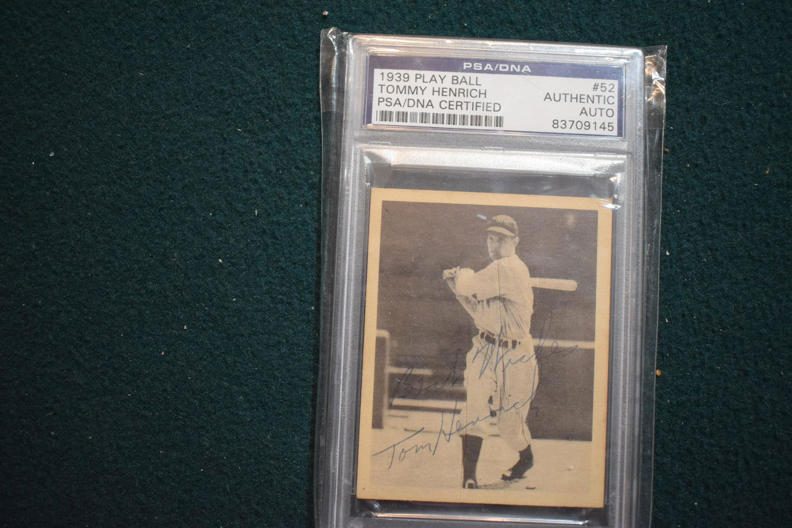 Tommy Henrich Yankees SIGNED 1939 Playball #52 card PSADNA (1 of 1)