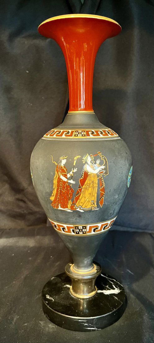 SENSATIONAL LOOKING 19TH CENTURY BLACK PORCELAIN NEOCLASSICAL VASE (1 of 7)