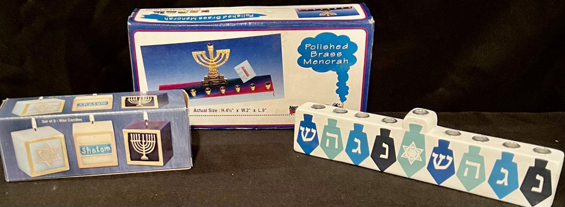 LOVELY GROUPING OF COLORFUL CHANUKAH MENORAHS (1 of 6)