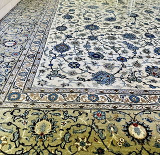 STUNNING HAND MADE ANTIQUE PERSIAN KASHAN RUG: This magnificent Antique Kashan rug makes a huge impact from its enticing design alone. At its core, it majestically presents with s a detailed floral theme and leafy scrolls. An effortlessly cool