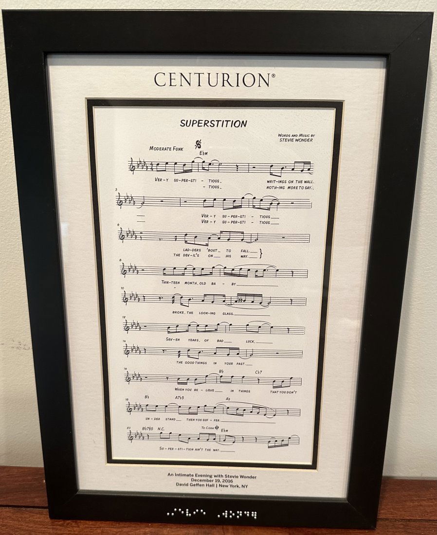 STEVIE WONDER PRIVATE CONCERT FRAMED SHEET MUSIC SWAG (1 of 5)