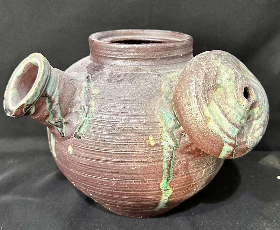 ANTIQUE HANDMADE POTTERY OF A CENTURIES OLD JAPANESE TEAPOT (1 of 11)
