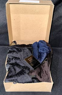 MENS NAVY, BROWN, BLACK AND GRAY HIGH END FASHION DRESS SOCKS: Box of new old stock of unworn GMH COMPANY 100% stretch nylon First Quality dress socks. No static, lint or cling, and fits sizes 10-13.