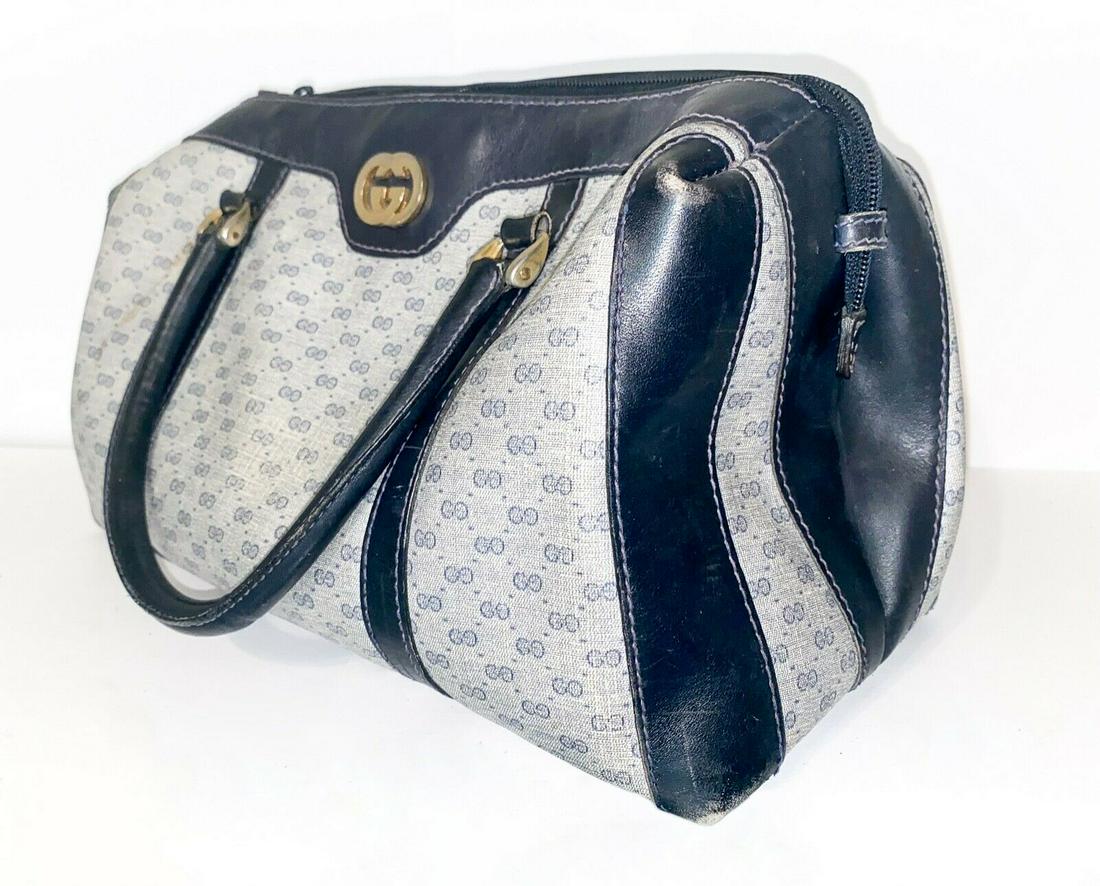 Retro Style Gucci Leather Handbag GG Pattern Rare (1 of 7)