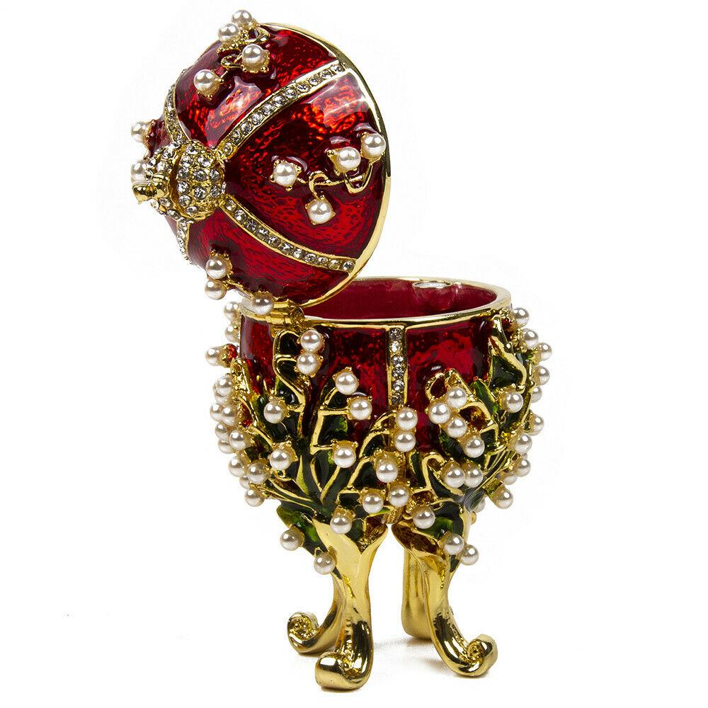 Rare Vintage Faberge Egg Pearl Easter Trinket Jewel Box (1 of 6)