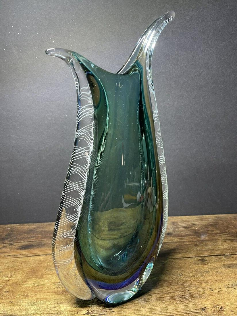 Retro Rare Murano Vase Glass Designed Art Pained (1 of 6)