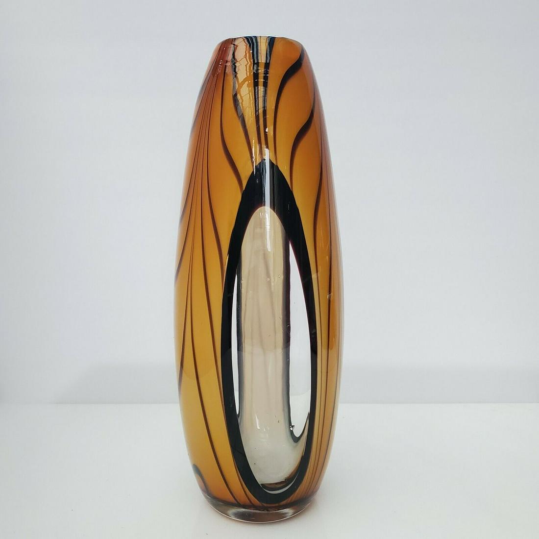Retro Rarity Murano Art Glass Modern Stripes Vase (1 of 8)