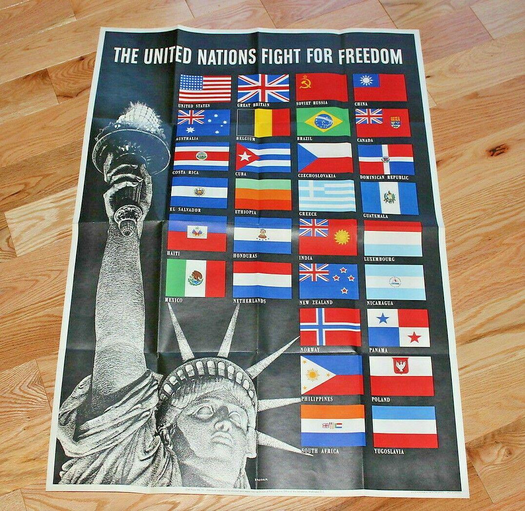 Vintage Retro Poster The United Nations Fight Freedom (1 of 4)