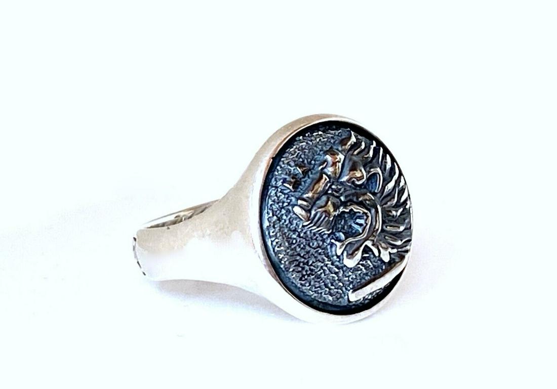 Men's ring sterling silver 925 signet bag branded lion (1 of 4)