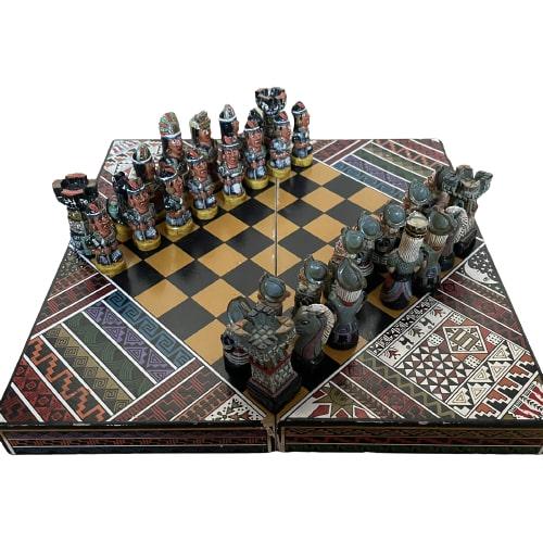 Hand Painted Resin WWII Chess Set