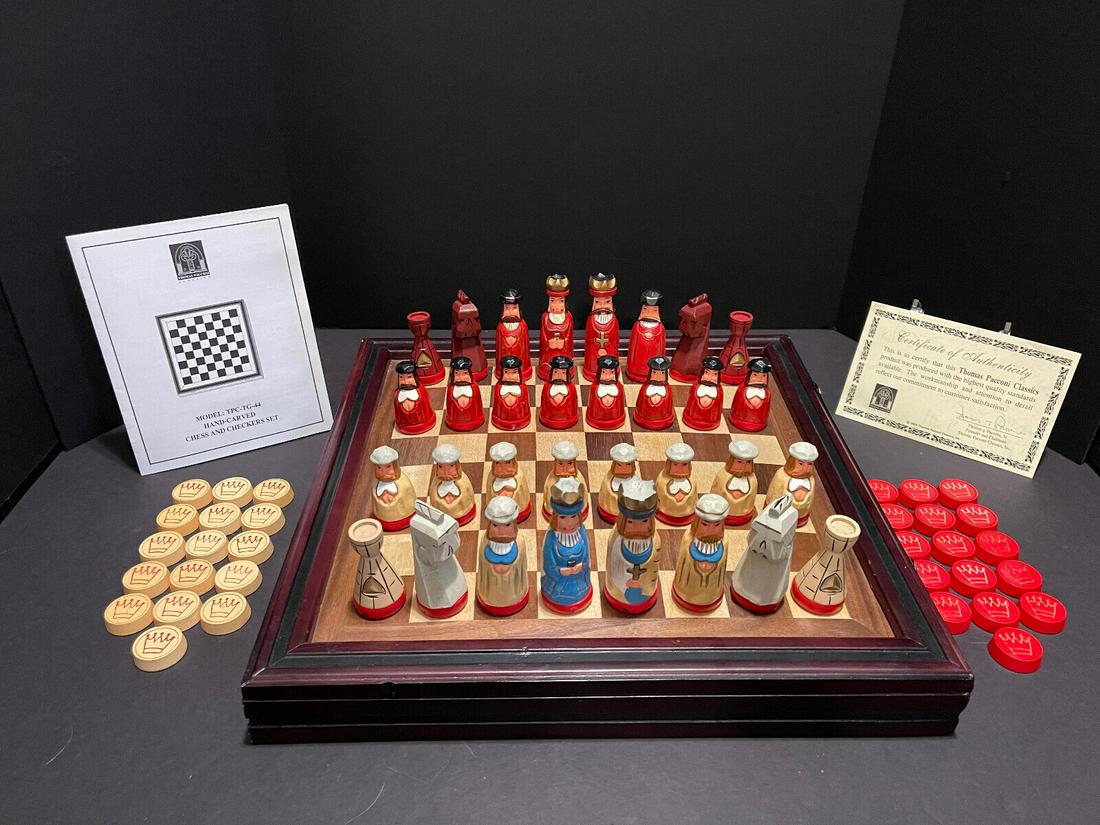 Retro Rare Chess Set Game Painted Design Plastic (1 of 8)