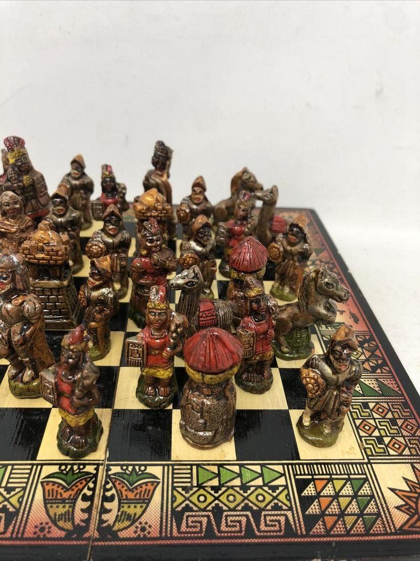 Rarity Antique Chess Box Old Board Pieces Wood: We present to your attention this ancient rare chess set in the Indian (Oriental) style. The set contains all the necessary figures and the board itself. Game board size: 8 x 8. The product has minor