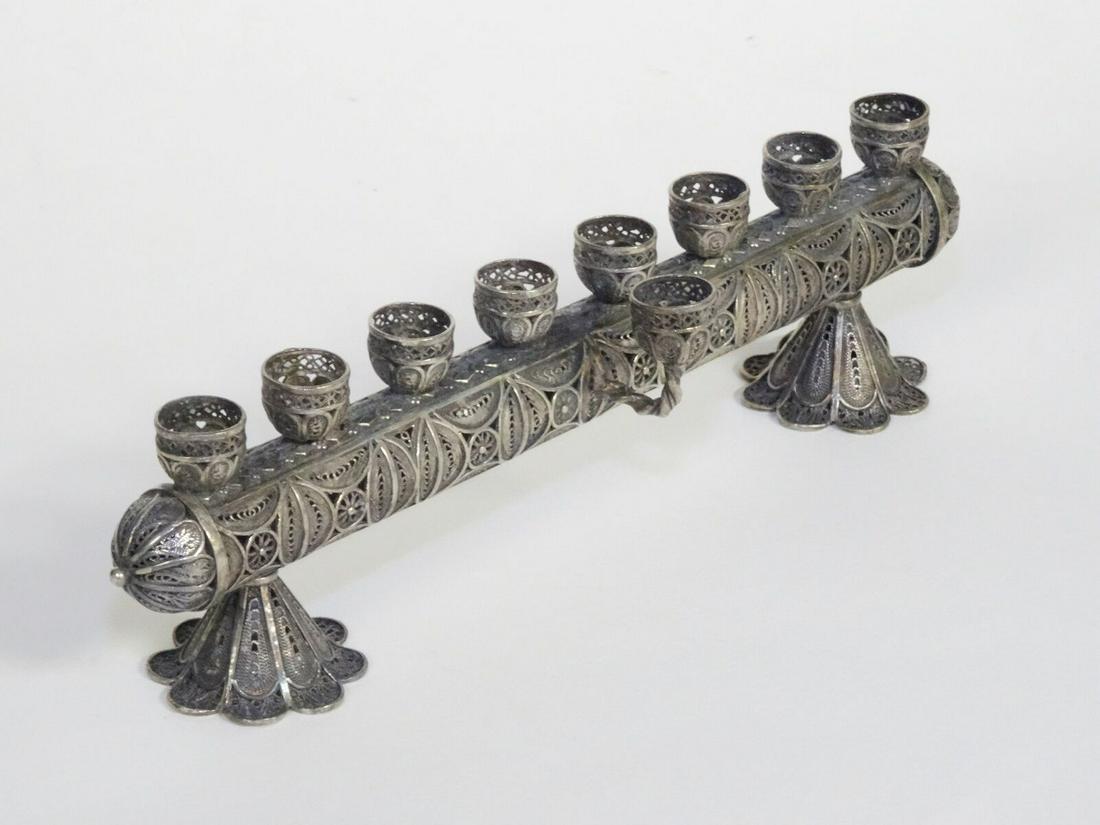Retro menorah Judaism candleholder antique silver (1 of 7)