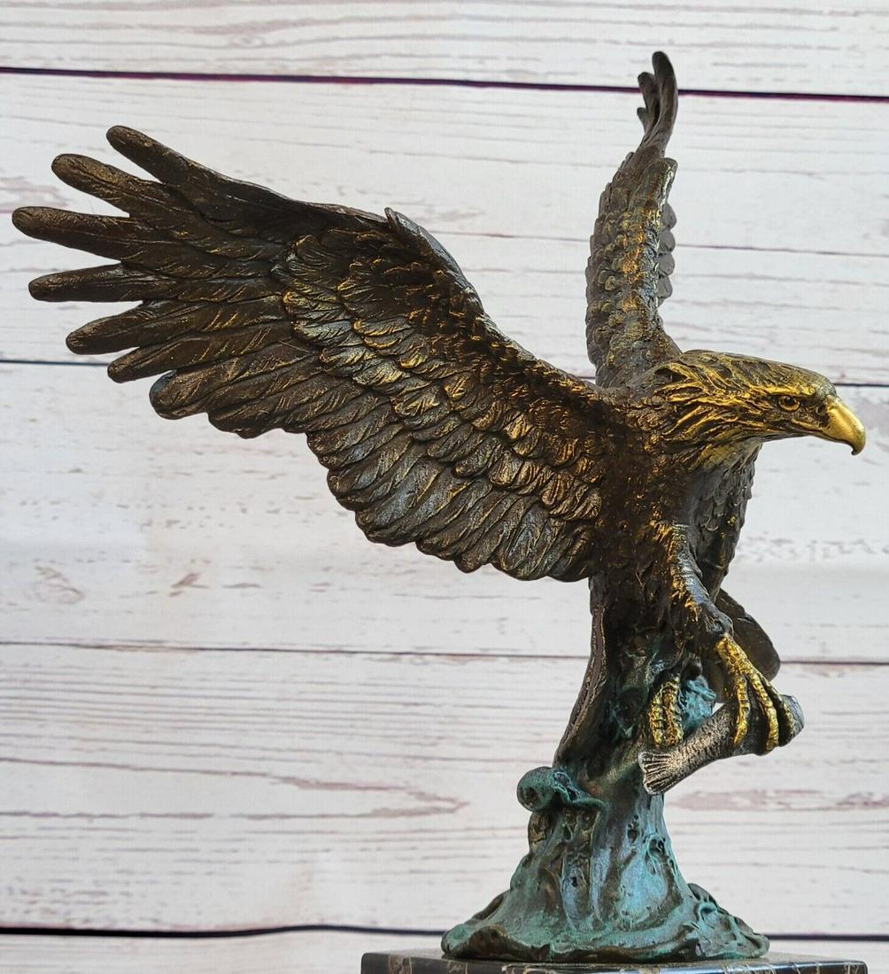 Handmade Rare Eagle Bird Statuette Bronze Sculpture (1 of 7)