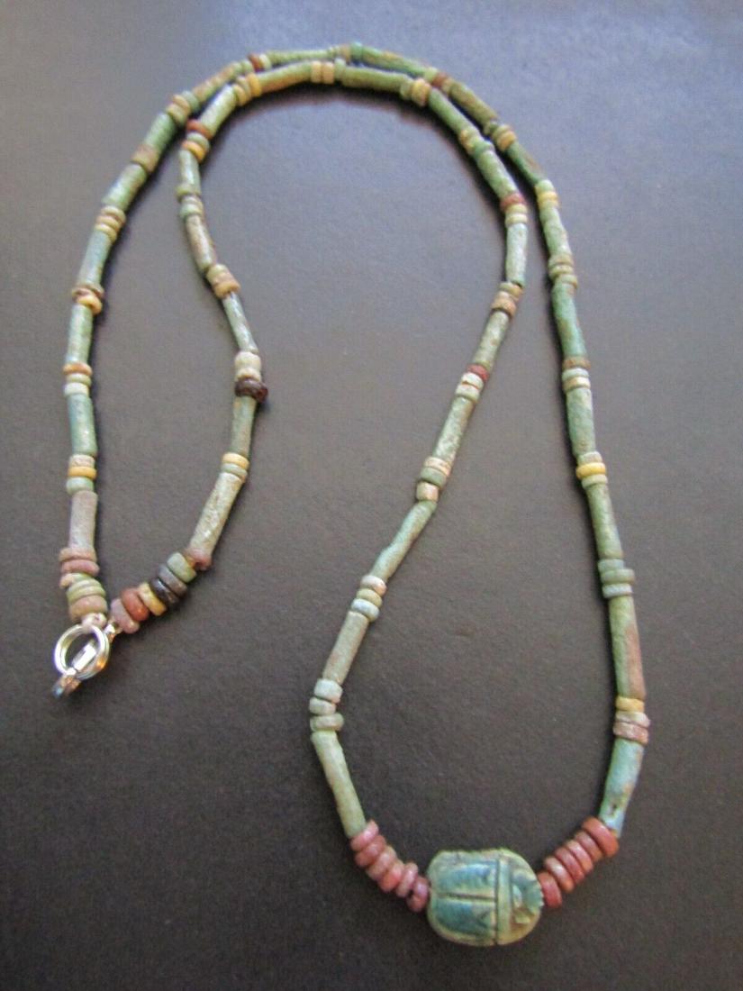 Ancient Scarab Beads Necklace Rarity Mummy Pendant (1 of 3)