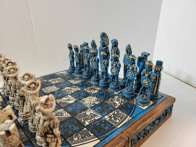 Solid Gold & Silver Chess Set with Luxurious Wood-Alabaster