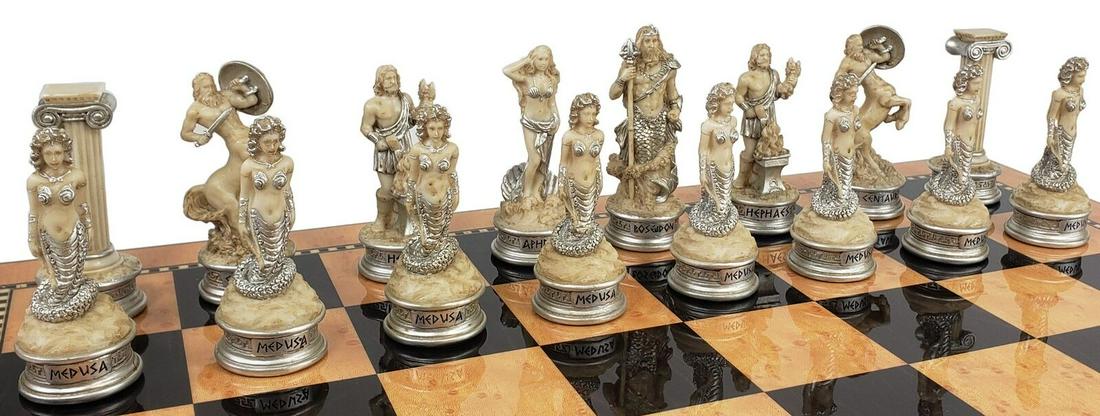 Chess 32 pc figures set Olympus gods polyresin game (1 of 6)