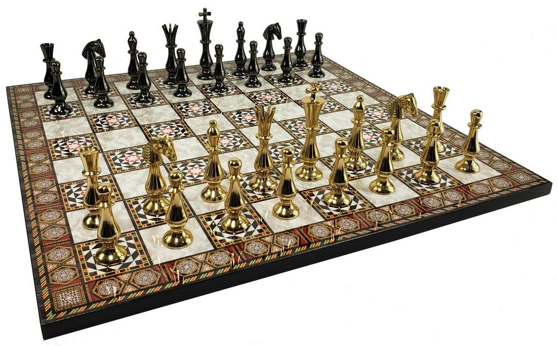 Set Rare Original Chess Figure Brass with Game Board (1 of 6)