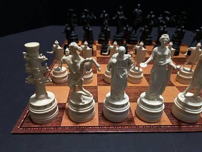 Ancient Rome Classic Black White Chess Set Figure Board: This is the new version of ancient chess made by Classic games. It comes in a special box. This is the triple weight version of the ancient Rome 264 B.C. - 14 A.D. copyright 1963 manufactured by Class