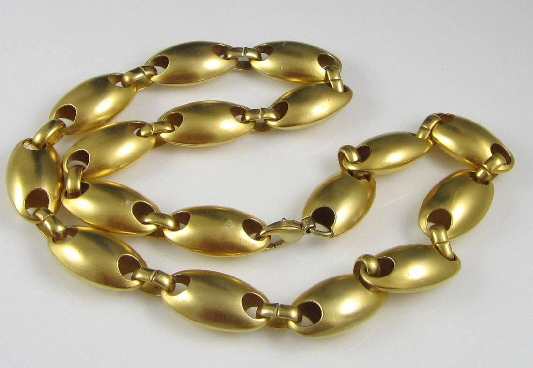 Vintage Signed Sterling Silver Estate Necklace Rare: This vintage estate necklace by Robert Lee Morris is a rare find. The necklace is made of sterling silver with a gold vermeil, weighing in at a substantial 90.7 grams (0.19 lbs). It measures 23.5 inch