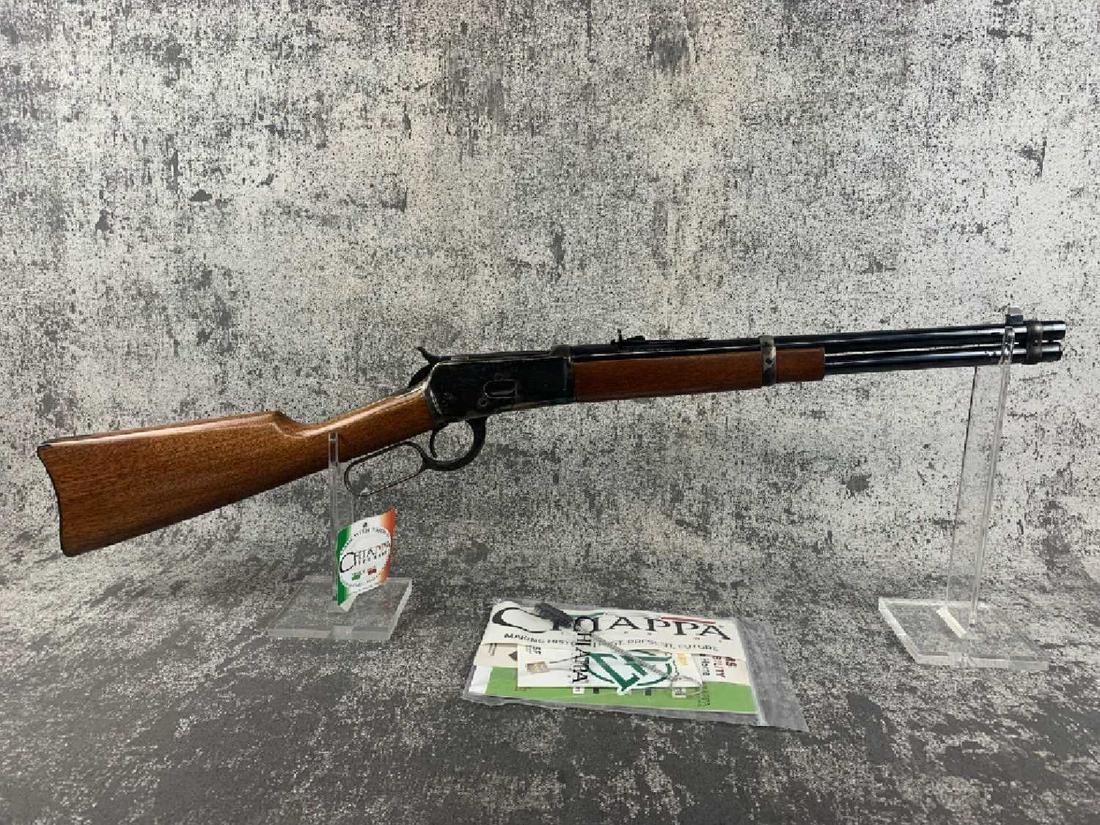 CHIAPPA 1892 .44 MAG: UNBELIEVABLE!!! LOOK AT THIS BAD BOY!!! Blade front site, adj rear site, saddle ring, steel bbutt plate, comes with original box and papers, please see photos CHIAPPA 1892 .44 MAG LEVER 16" SHINY CFIT