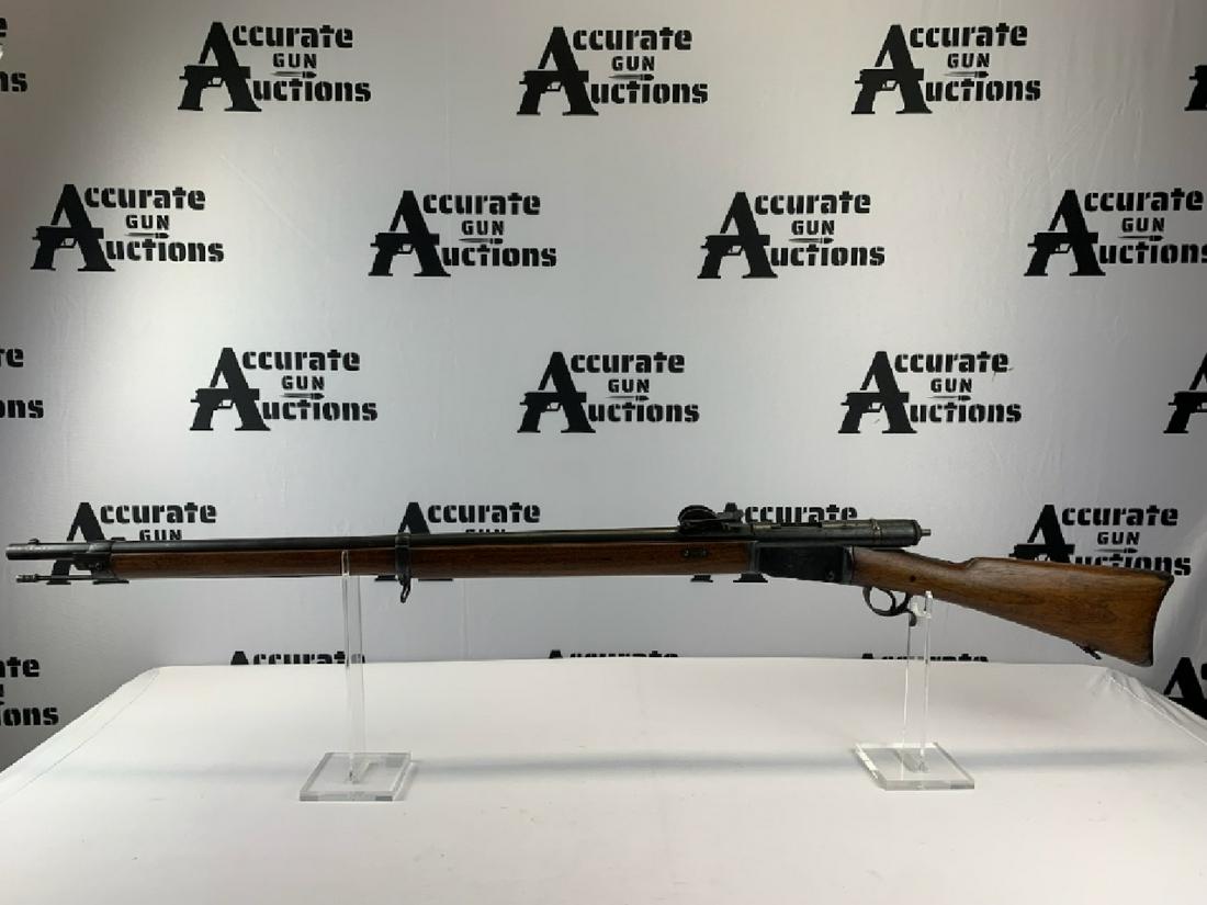Waffenfabrik M.81 .41 Swiss Rimfire: This one is for our collectors and was made prior to 1898. Has adjustable rear sight and front sight, bayonet attachment, sling attachments, and a heavy barrel. Please see photos. Waffenfabrik M.81 .4