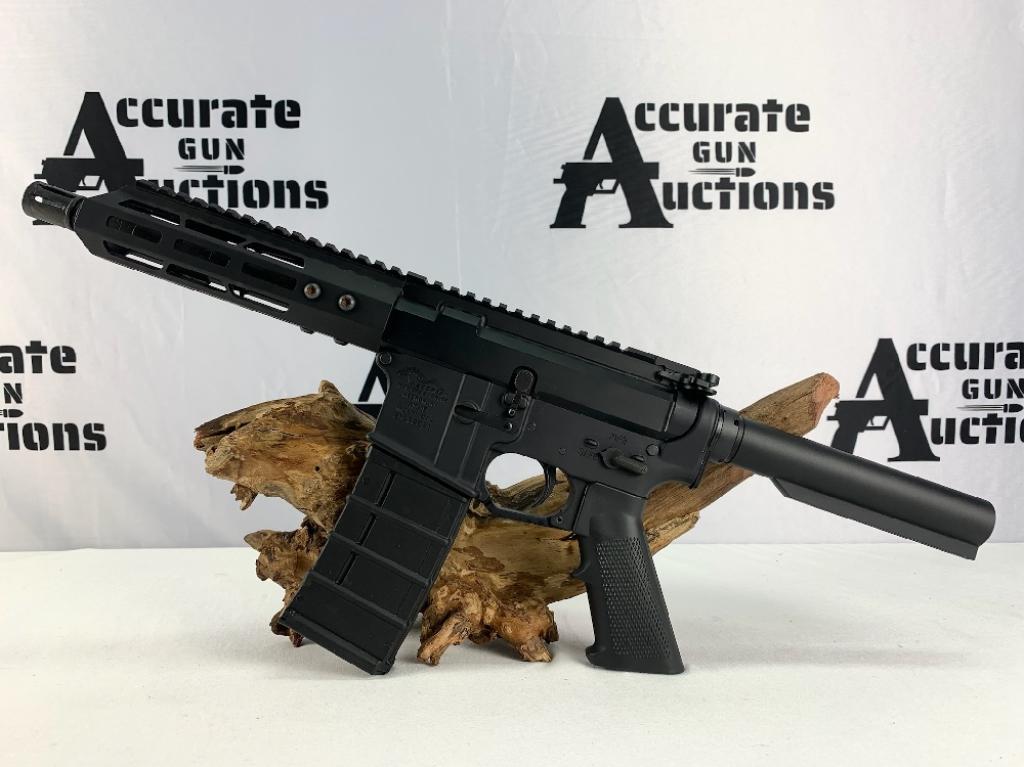 Anderson MFG AR-15 5.56 NATO: Coming in with an Anderson manufacturing lower receiver, chambered in 5.56 also able to shoot .223. With a pistol length gas system, 750 low profile gas block, making this AR pistol the perfect truck 