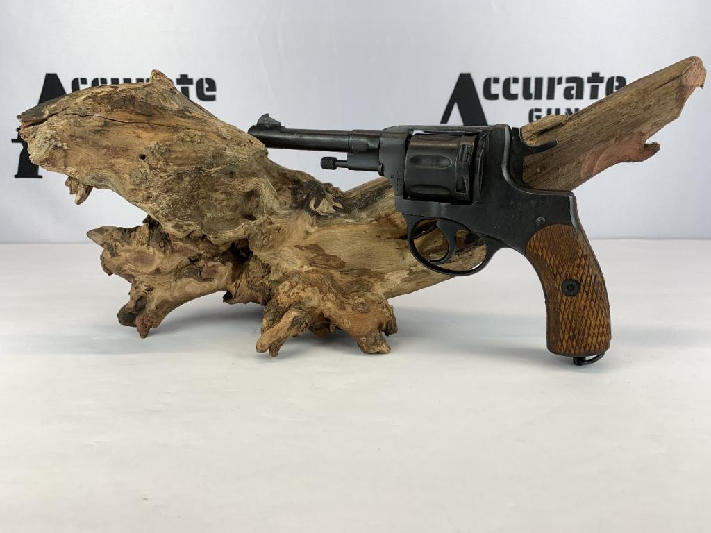 Russia Nagant M1895 7.62mm: The Nagant M1895 Revolver is a seven-shot, gas-seal revolver designed and produced by Belgian industrialist LÃ©on Nagant for the Russian Empire. This revolver has fixed sights, "1930" stamped on the