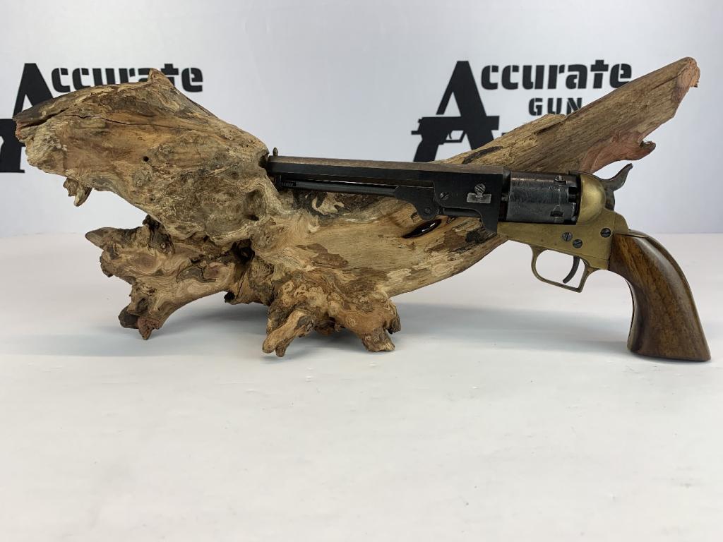 Riva Esterina 1851 Navy Colt (Replica) .30 CAL: This Black Powder ONLY revolver is a replica made by PR (Riva Esterina) and imported by FIE. All markings are still highly visible, muzzle loader ramrod still functions as it should, wood grips are st