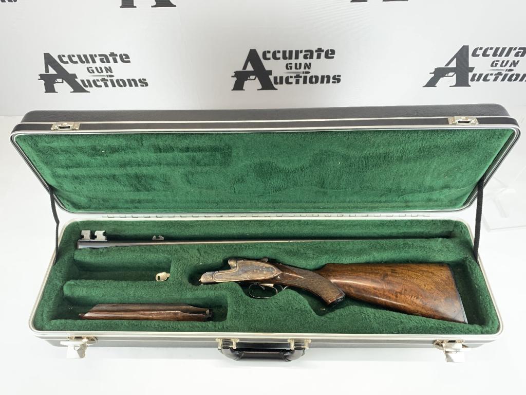 J.M. Urriola Sarasqueta SXS 20GA: This one warrants some research! Offered today is a J.M. Urriola Sarasqueta 20GA SXS. Detailed engraving, case hardening, and checkered stock and forearm. Right trigger is broken and will need to be r